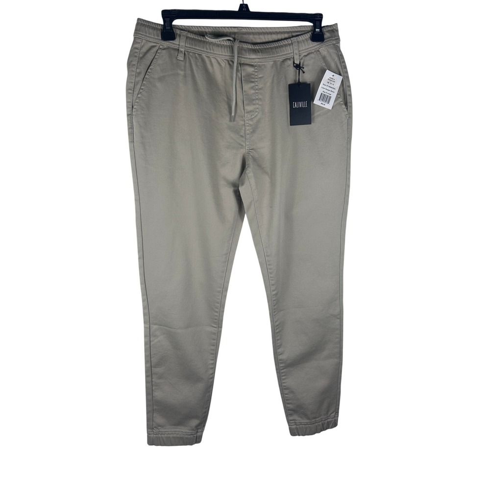 Caliville Mens Pants XL Deeper Stone Khaki Chino Elastic‎ Waist ST-6065DSXL NEW